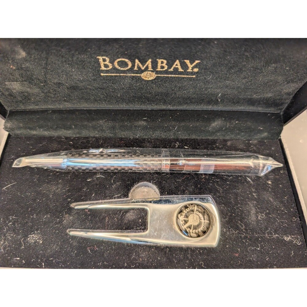 Bombay Golf Divot Tool Set • Magnetic Ball Marker + Wrapped Pen/Pencil •Gift Box